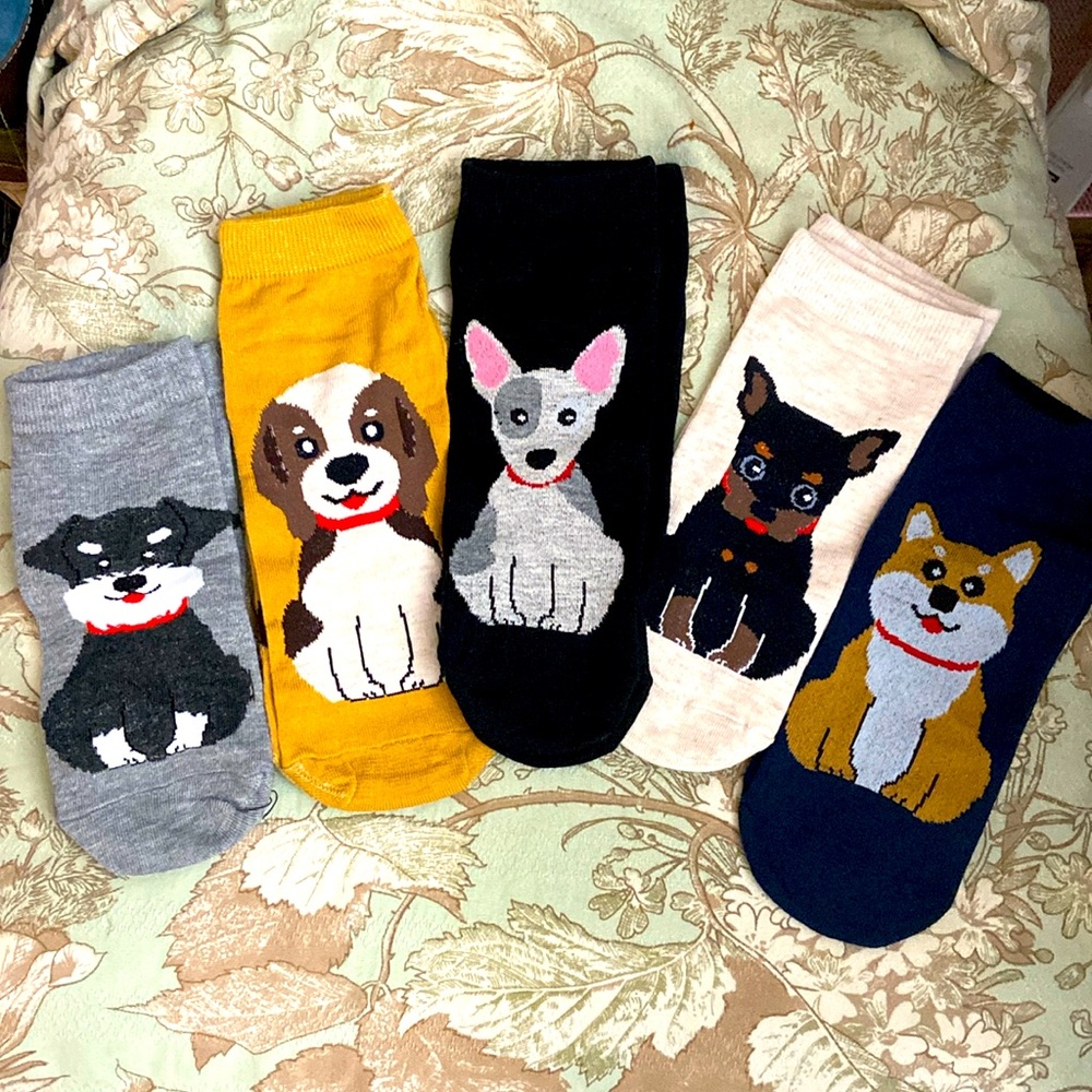 NEW 5 Pack DOG Print Ankle Socks 5-Pack! Size 5-10